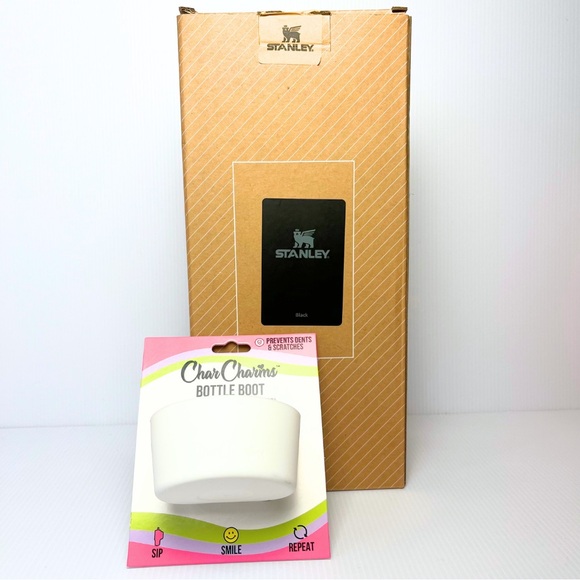 White bottle boot + 40 oz Black Stanley Quencher Flowstate Tumbler - Picture 2 of 12